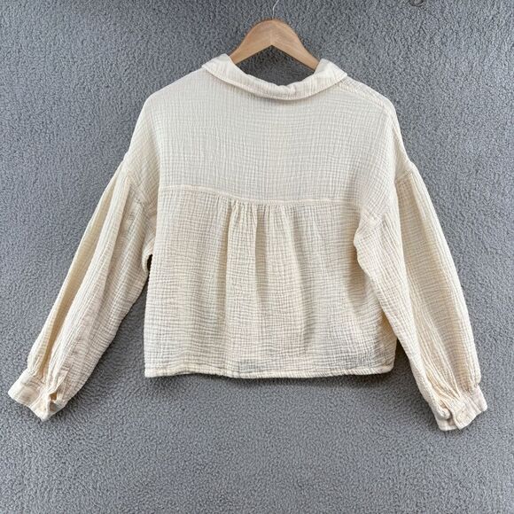 Sanctuary Women’s Gauze Button Down Shirt Cream Ivory Small Boho Casual - Picture 2 of 10